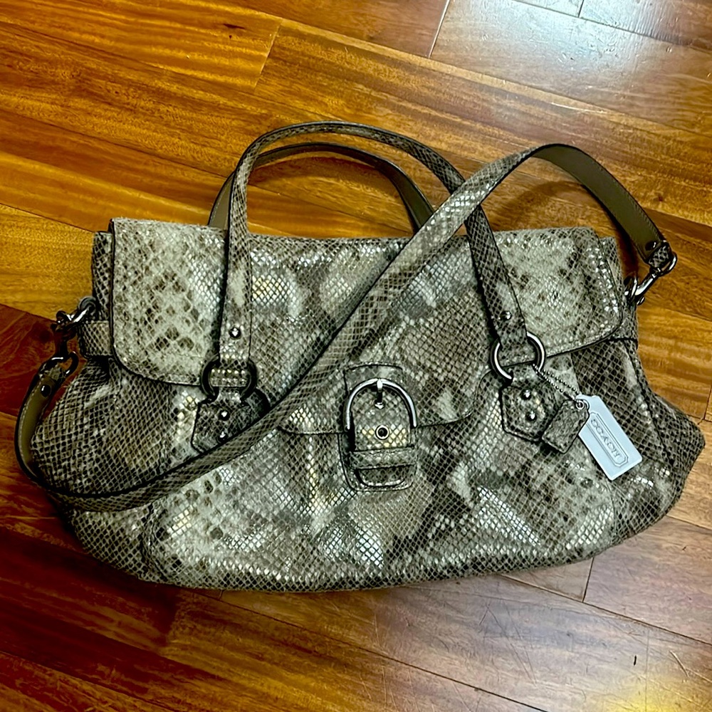 Coach Snake skin embossed leather handbag